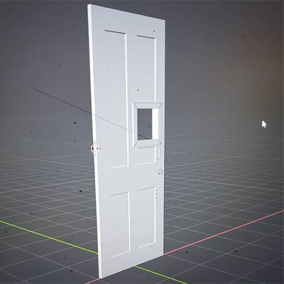 Instagram post from November 22, 2020, showing the untextured door models in Blender compared to the reference photos.