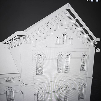 Instagram post from February 10, 2021, showing more details of the building wing model in Blender.