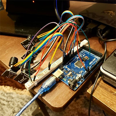 Instagram post from February 29, 2020, showing the Arduino guts of the project.